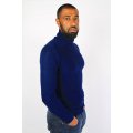 Men's Polo Neck Sweater - BLUE / M