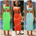 Pencil Skirt + Crop Top Set - ORANGE / L