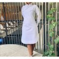 Back button Irregular Shirt Dress - WHITE / 4XL