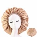 Satin Hair Bonnet Bed Hat Head Cover - BLACK