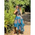 Ankara Short Ruffle Sleeve Print African Dress - BLUE / 34