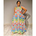African Sleeveless Print Maxi Dress - MULTI COLOR / 5XL
