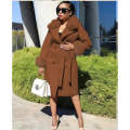Fur Collar Woolen Long Overcoat - ORANGE / 4XL