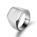 Thumb ring Steel plate plane ring  Polished Stainless Steel - 13 / Black