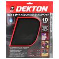 DEKTON 10PC Wet & Dry Assorted Sandpaper 230mm x 280mm - Medium, Fine & Extra Fine