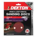 DEKTON 5PC Hook and Loop Orbital Sanding Discs 150mm - Fine 120 Grit