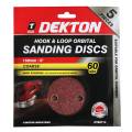 DEKTON 5PC Hook and Loop Orbital Sanding Discs 150mm - Coarse 60 Grit