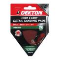 DEKTON 5PC Hook and Loop Detail Sanding Pads 93mm x 93mm - Medium 80 Grit
