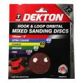 DEKTON 12PC Hook and Loop Orbital Mixed Sanding Discs 125mm - Assorted Grit
