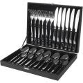 Clearance Sale-Stainless Steel 24-Piece Silver Finish Cutlery Set
