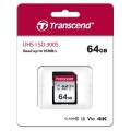 TRANSCEND 300S 64GB UHS-I CLASS 10 U1 U3 V30 SDXC CARD