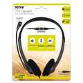 Port Stereo Headset with Mic with 1.2m Cable|1 x 3.5mm|Volume Controller - Black