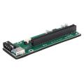 PCI-E 1X to 16X Riser Card Extender PCIE Converter with USB 3.0 Cable / 15Pin SATA to 6Pin Power ...