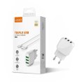LDNIO Fast Charging Adapter with Type -C Cable  15.5W USB (3 Ports) EU Plug Charger Adapter A3315
