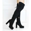 Adina thigh high 11.5cm heel back lace boot black