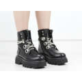 Black chunky chain laces ankle boot fabiola