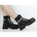 Black chunky chain laces ankle boot fabiola
