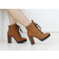 Choc lace-up cleated sole pu material ankle boot fifi
