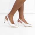 White sling back medium  heel 6cm  with front trim safia