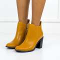Camel patent block heel ankle boots map