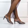 Pewter sling back medium  heel  6cm with front trim safia
