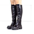 Black knee high chunky boot jersey anushka