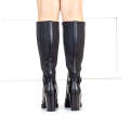 Black 9cm heel  knee high boot with elastic back edda