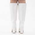 White knee high boot on 10cm block heel markus