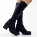 Black faux leather knee high boots kilara