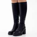 Black faux leather knee high boots kilara