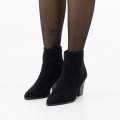 Shelin 8cm block heel LA08-17 suede ankle boot black