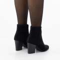 Shelin 8cm block heel LA08-17 suede ankle boot black