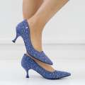 Blue diamante embellished starling 6.5cm heel court motive