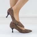 Black 6.5cm heel knitted pointy multi-colored court merge