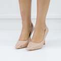 Pink sqr gold toe court on 9.5cm heel extend