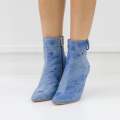 Blue 10cm heel low-rise jeans pointy ankle boot denim beat