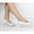 White 6.5cm heel court with trim sofia