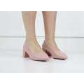 Pink 70-2 weave embossed pointy on block heel tropez