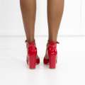 Red open waist pointy on block 8.5cm heel  PATENT missy