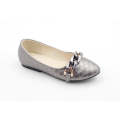 Pewter girls weaved pump with link trim anisa