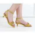 Mustard kitten heel with chain trim sandal aranka