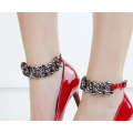 Red 9cm heel with chain ankle strap elvira