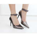 Pewter  9cm heel with chain ankle strap elvira