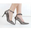 Pewter  9cm heel with chain ankle strap elvira