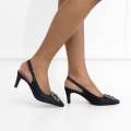 Black sling back medium heel  6cm with front trim safia