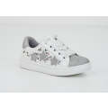 White infants lace up glitter sneaker caris