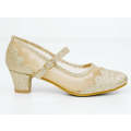 Gold girls party shoe with glitter and mash Danita