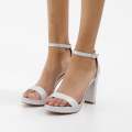 Silver one band sandal on 9.5cm platform heel aditi