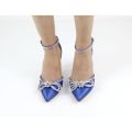 Royal blue embellished pointy 9cm heel with diamonds blair