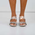 Silver embossed cutout medium heel 5cm sandal malani